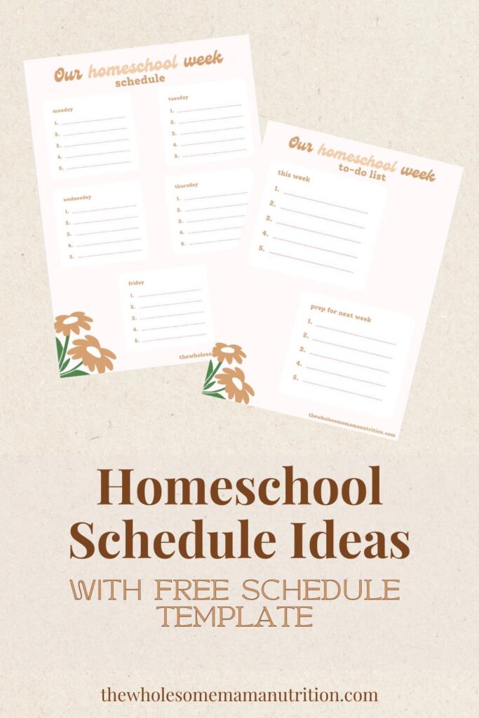 Our Homeschool Week Schedule Graphic