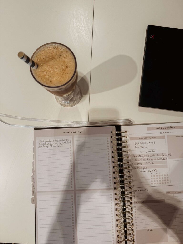 7 FAQ About our Homeschool Life in Australia: iced chai latte and business work at cafe