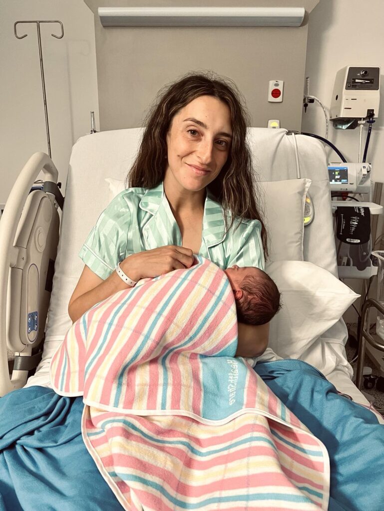 The birth story of my third baby: me with my baby an hour after birth