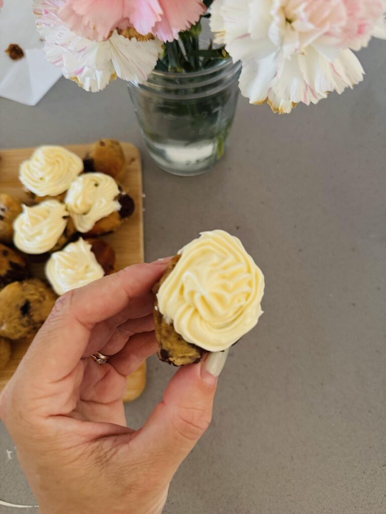 Banana buckwheat muffins with cream cheese frosting