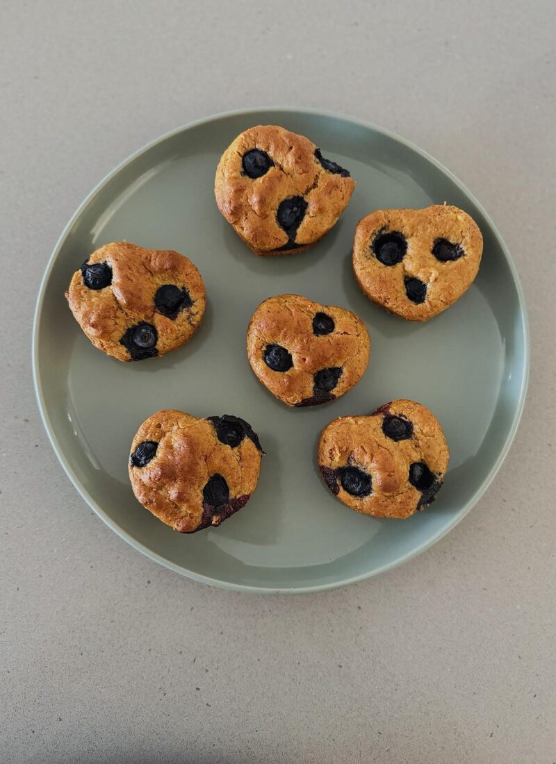 Eggless Banana Blueberry Muffins