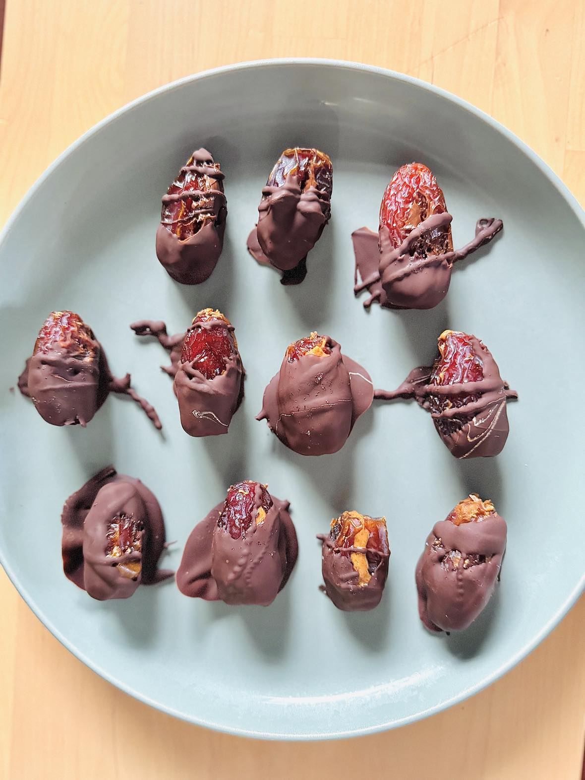 Chocolate covered dates with almond butter